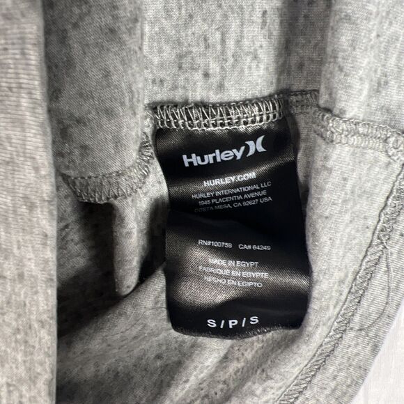 Hurley T-Shirt Men's Small S Short Sleeve Crew Neck Logo Heathered Gray - Picture 4 of 5